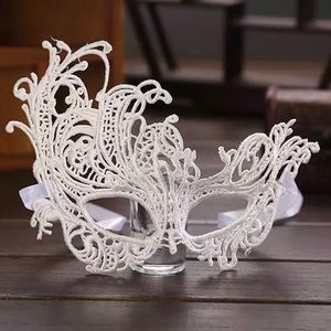 SEXY VENETIAN WHITE MASQUERADE LACE FACE MASK-NEW‎